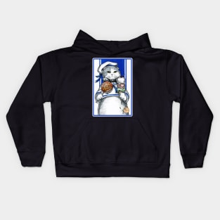 Sailor Cat With Ice Cream - White Outlined Version Kids Hoodie